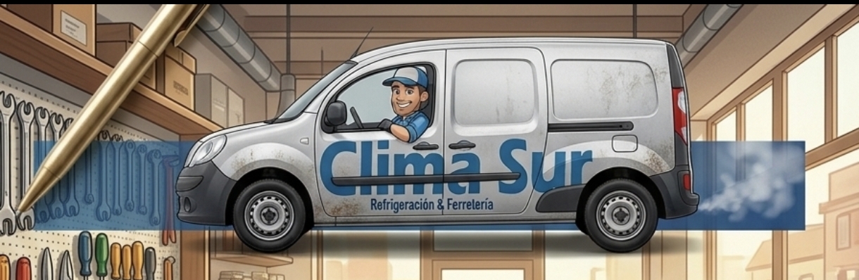 Identidad gráfica de Clima Sur, refrigeración y ferretería